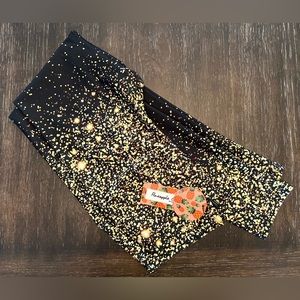 CHICHI LUCY BLACK & GOLD GLITTER PRINT LEGGINGS YOGA PANTS